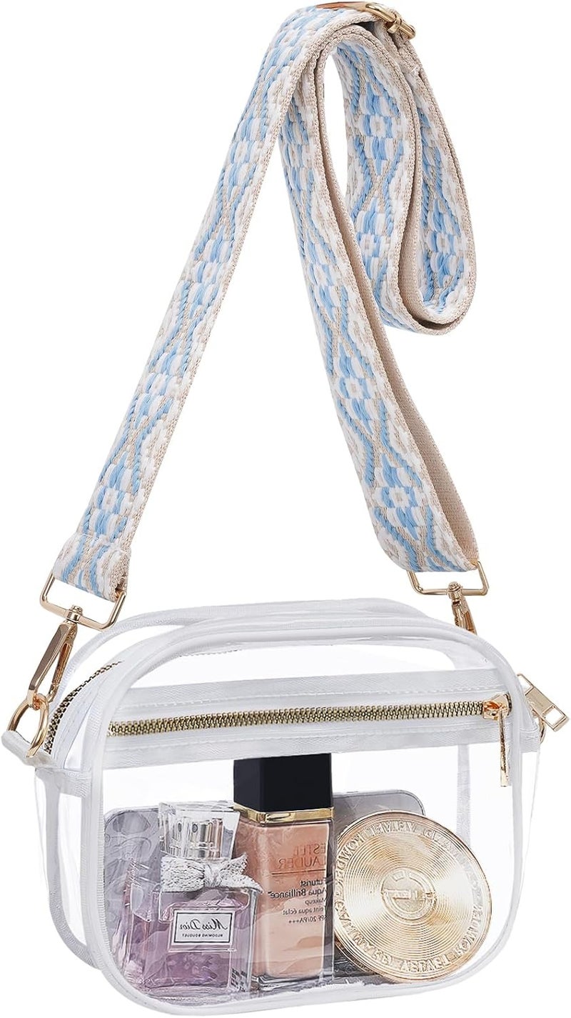 Fibrdoo Clear Bag Stadium Approved, Leather Clear Crossbody Purse Bag for Concerts Sports Events Festivals - Image 1